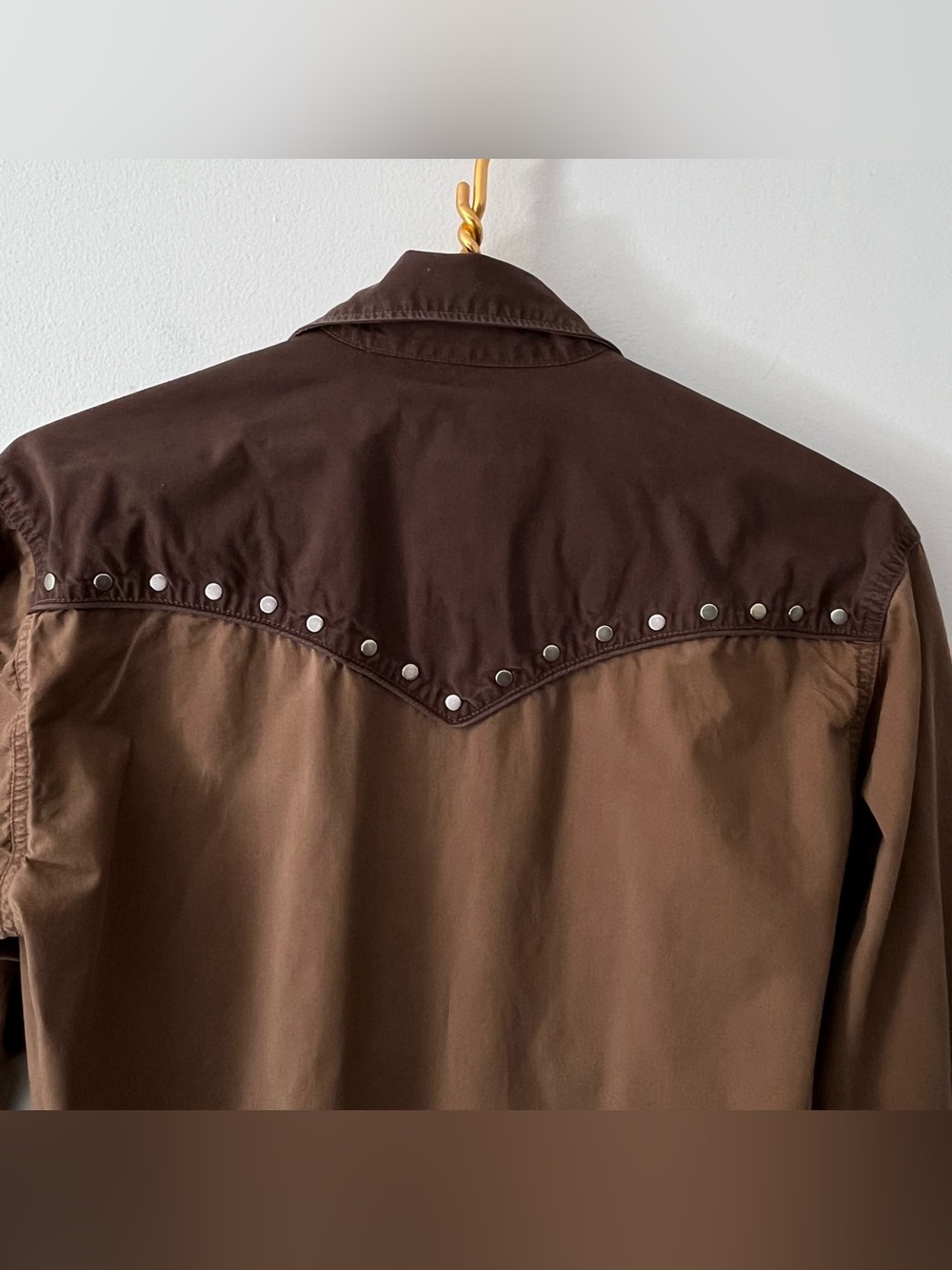 Men's Vtg Wrangler TwoTone Brown Pearl Snap Studded Western Cowboy Ranch Shirt S - Picture 7 of 11